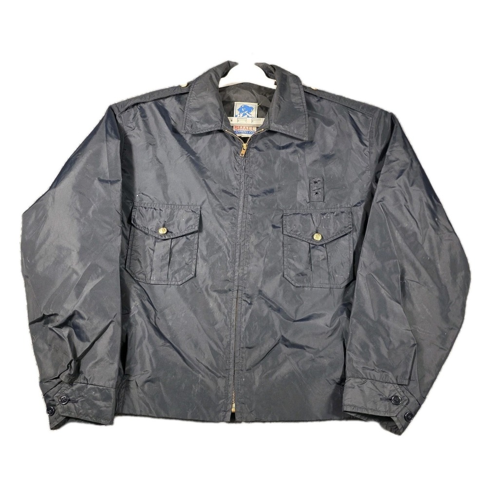 Vintage Horace Small Recruiter Jacket Mens LL Black Nylon Uniform Anchor Button